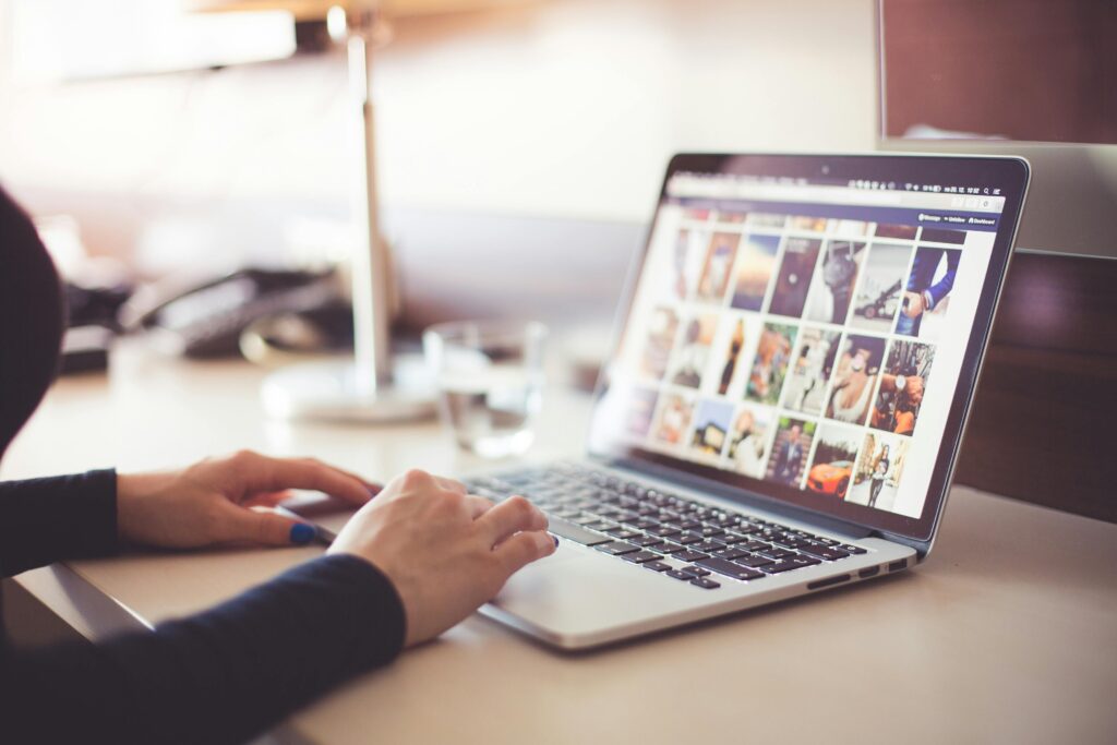 The image shows a person scrolling through what appears to be a mood board