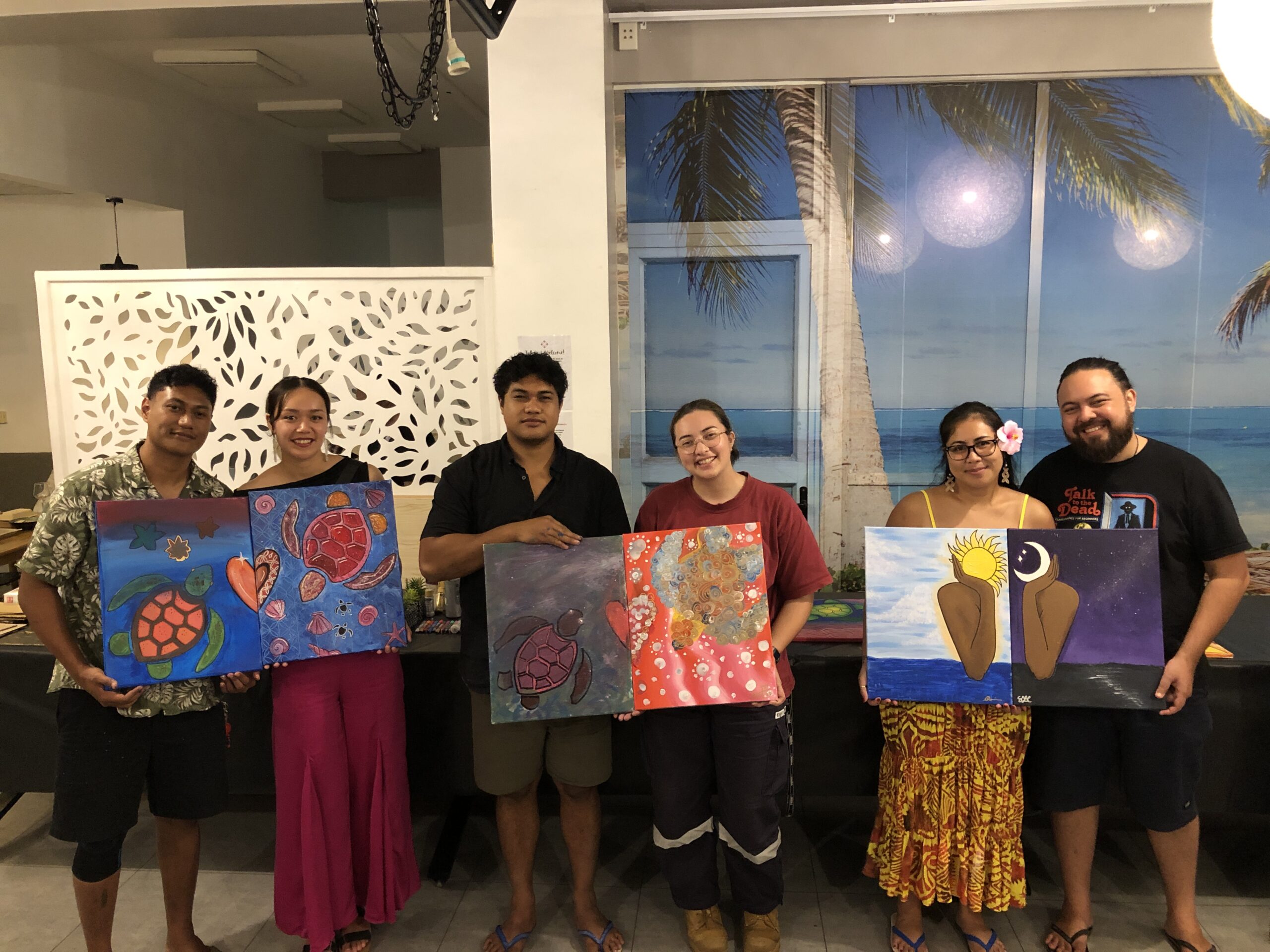 A group photo of Onelook Studio's Valentines Day Paint and Sip